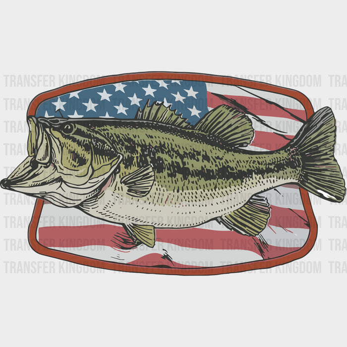 Bass, US Flag - Fishing DTF Transfers