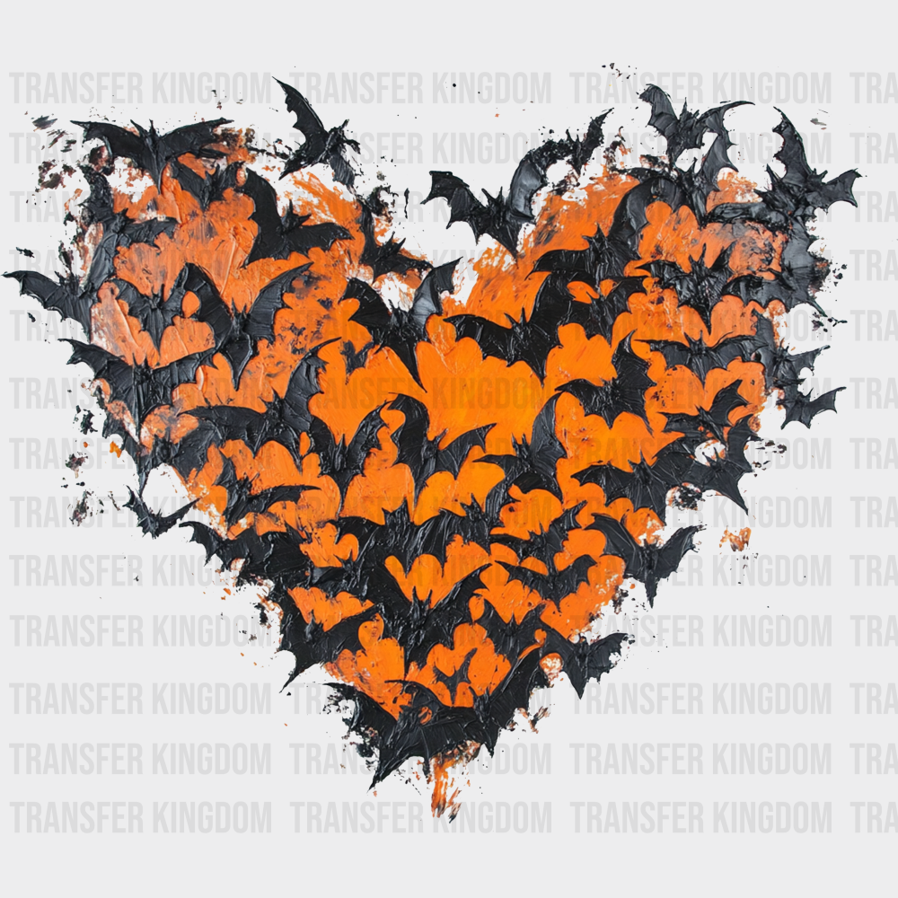 Bats & Orange Heart - Halloween DTF Transfer