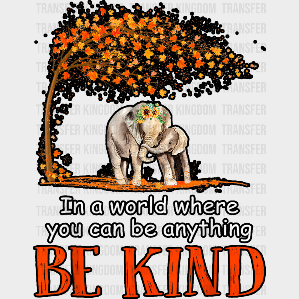 Be Kind Elephant Tree Design - Dtf Transfer Unisex S & M (10’’) / Dark Color See Imaging