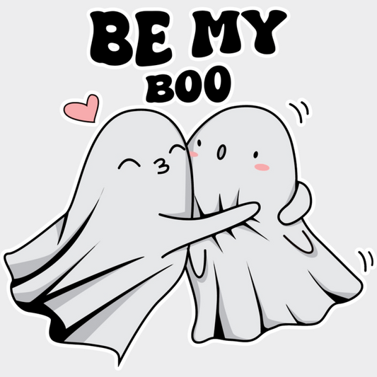 Be My Boo Ghosts Hugging - Valentine’s Day DTF Transfer Unisex - S & M (10’’) Light Color Design (See Imaging)