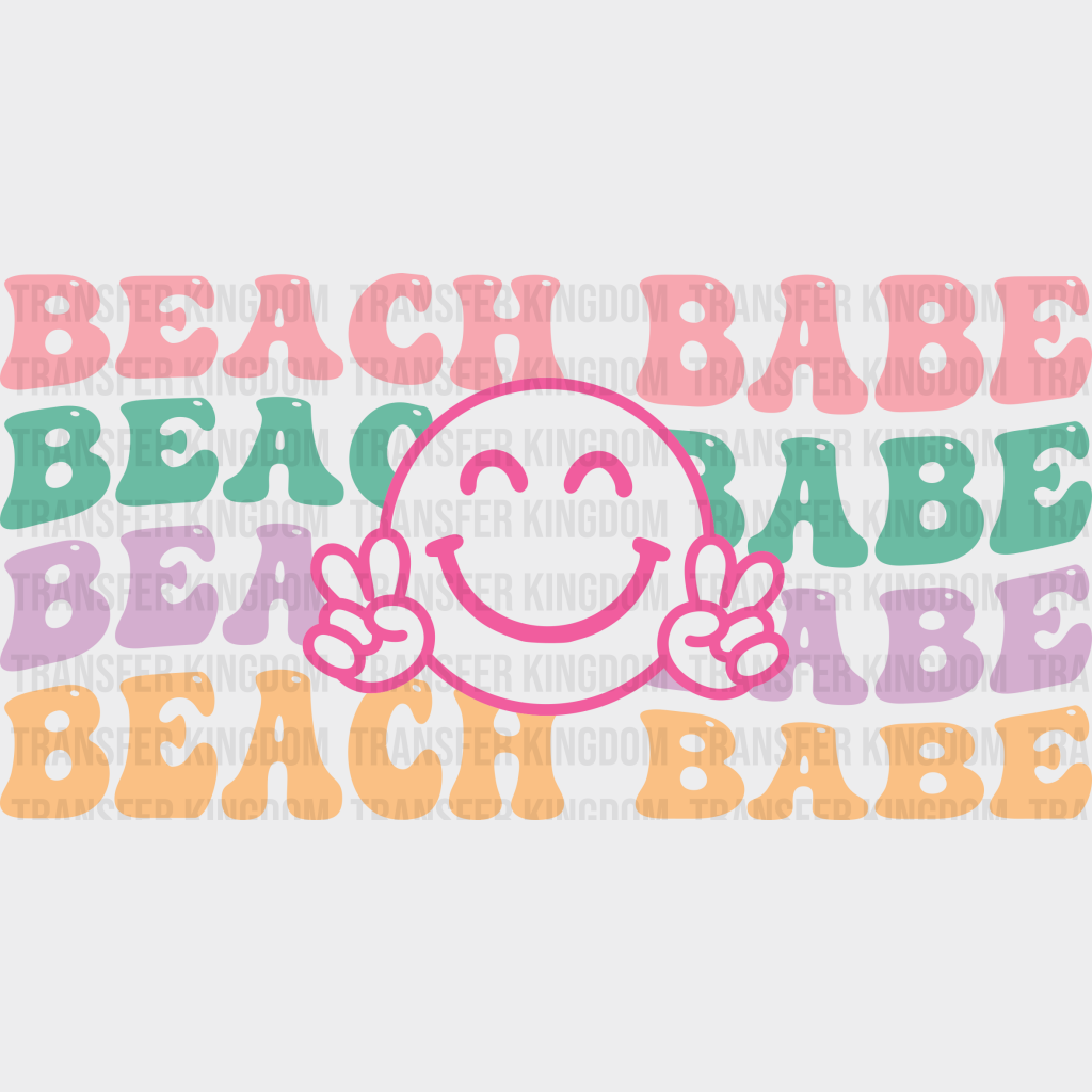 Beach Babe Smiley Face Uv Dtf Transfer Cup Wrap Sticker