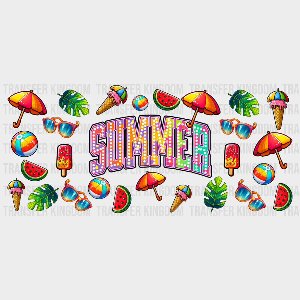 Beach Ball Ice Cream Watermelon - Summer Cup Wrap UV Sticker Permanent UV DTF Decal UVDTF