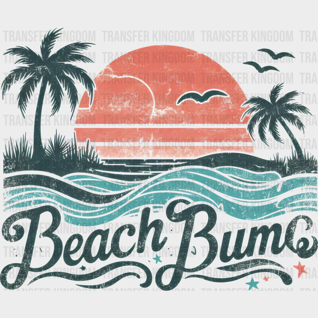 Beach Bum Retro Sunrise Summer Dtf Transfer