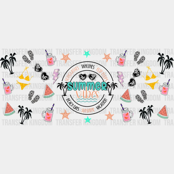 Beach Days Sunshine Vacation - Summer Cup Wrap UV Sticker Permanent UV DTF Decal