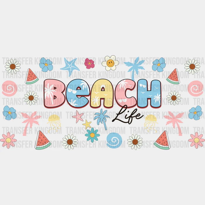 Beach Life Flowers - Summer Cup Wrap UV Sticker Permanent UV DTF Decal