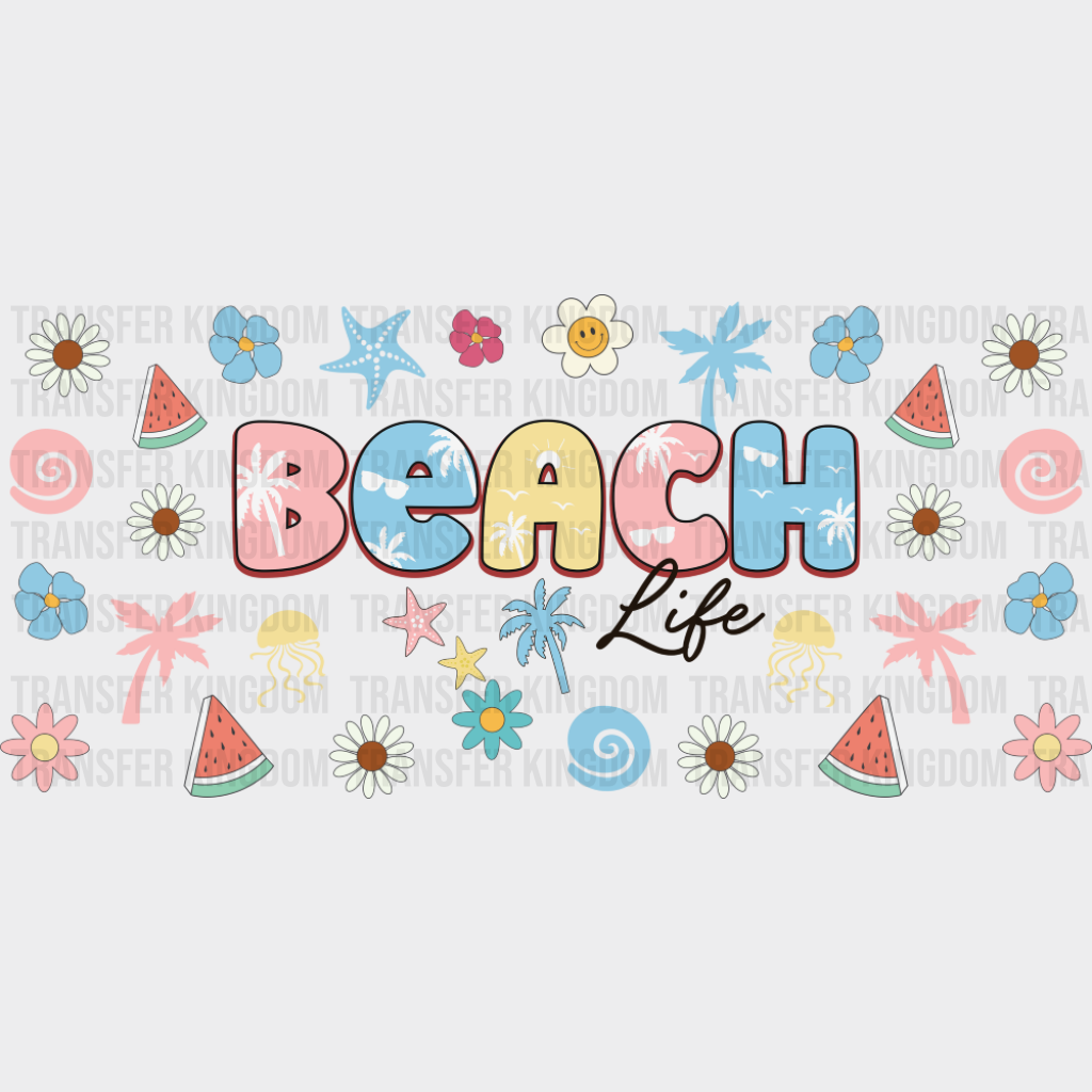 Beach Life - Summer Cup Wrap UV Sticker Permanent UV DTF Decal UVDTF