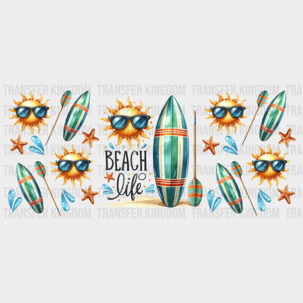 Beach Life Surf Boards - Summer Cup Wrap UV Sticker Permanent UV DTF Decal UVDTF