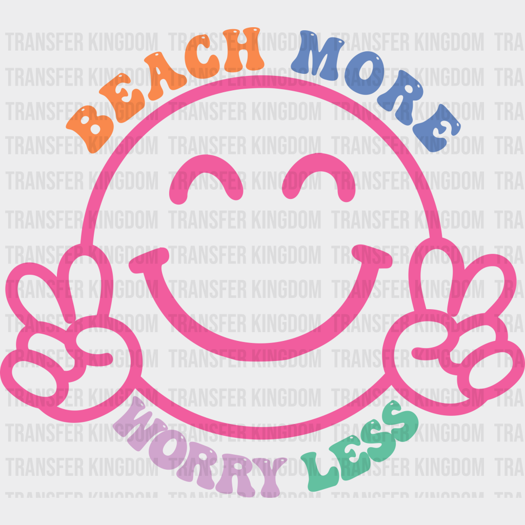 Beach More Worry Less Large Smiley Face Uv Dtf Transfer Cup Wrap Sticker