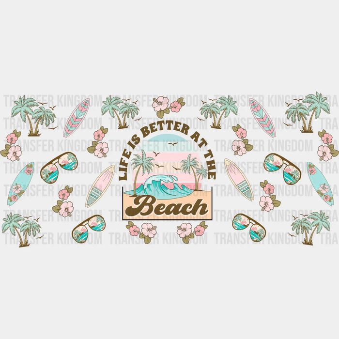 Beach Surf Board Design - Summer Cup Wrap UV Sticker Permanent UV DTF Decal