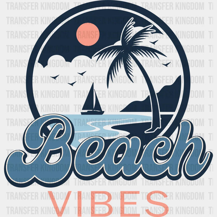 Beach Vibes Palms Blue Design - Summer DTF Transfer