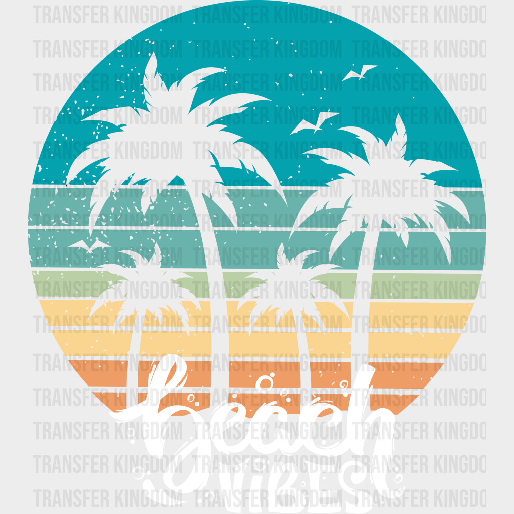 Beach Vibes Palms Summer Dtf Transfer Unisex - S & M (10’) / Light Color Design See Imaging