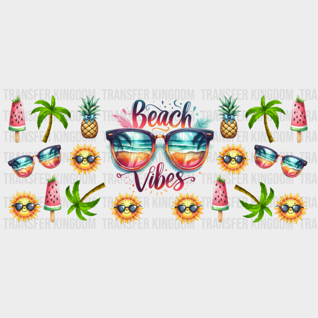 Beach Vibes Watermelon Popsicle - Summer Cup Wrap UV Sticker Permanent UV DTF Decal UVDTF