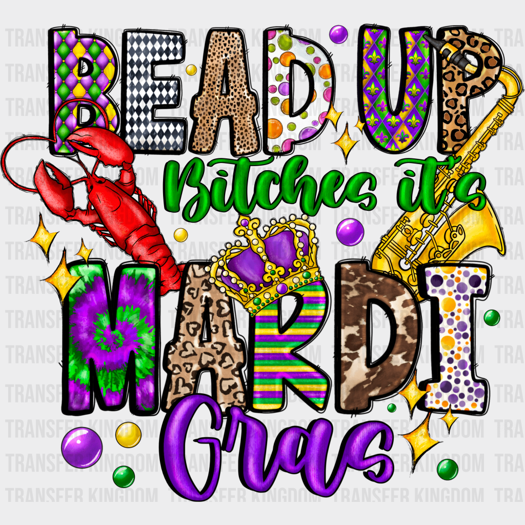 Cups Mardi Gras Design- Dtf Heat Transfer