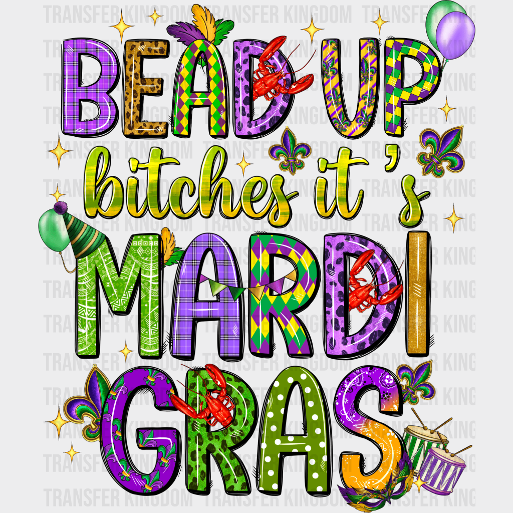 Bead Up Mardi Gras Design- Dtf Heat Transfer