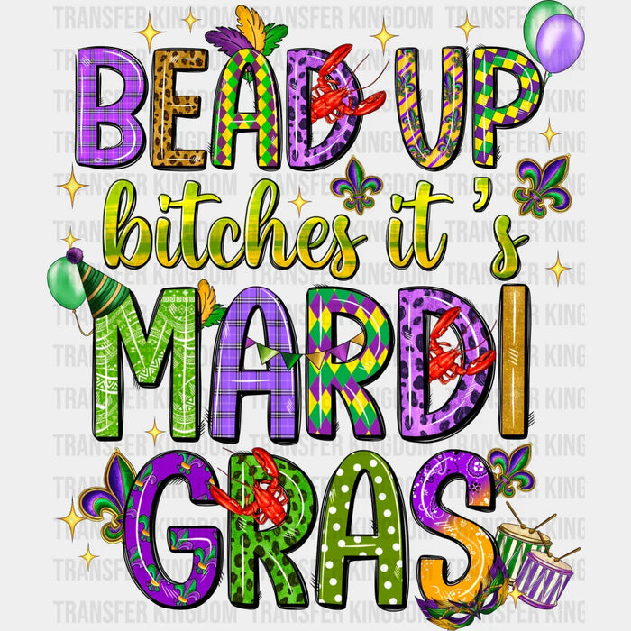 Bead Up Mardi Gras Design- Mardi Gras DTF heat transfer