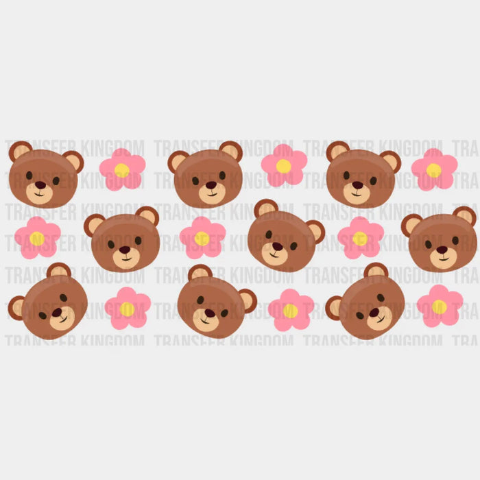 Bears And Flowers UV DTF Transfer Cup Wrap UV DTF Sticker