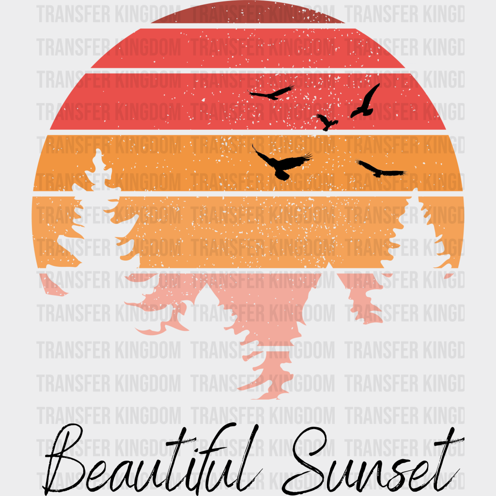 Beautiful Sunset Summer Dtf Transfer Unisex - S & M (10’) / Dark Color Design See Imaging