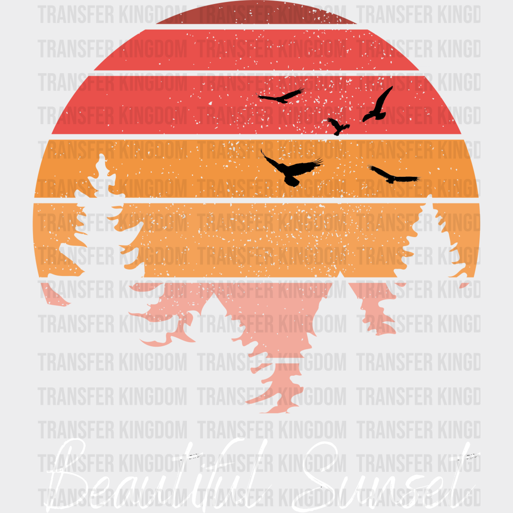 Beautiful Sunset Summer Dtf Transfer Unisex - S & M (10’) / Light Color Design See Imaging