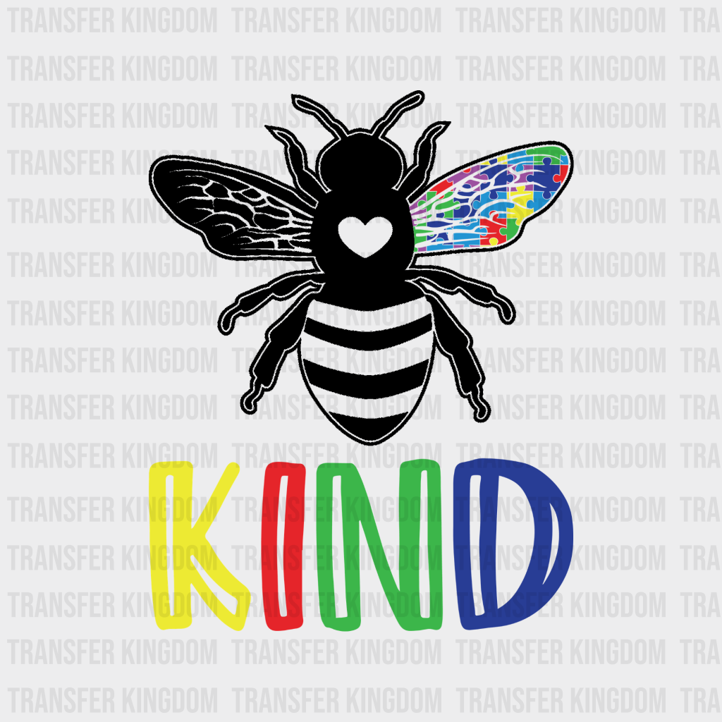 Bee Kind Autism Awareness Design - DTF heat transfer - Transfer Kingdom