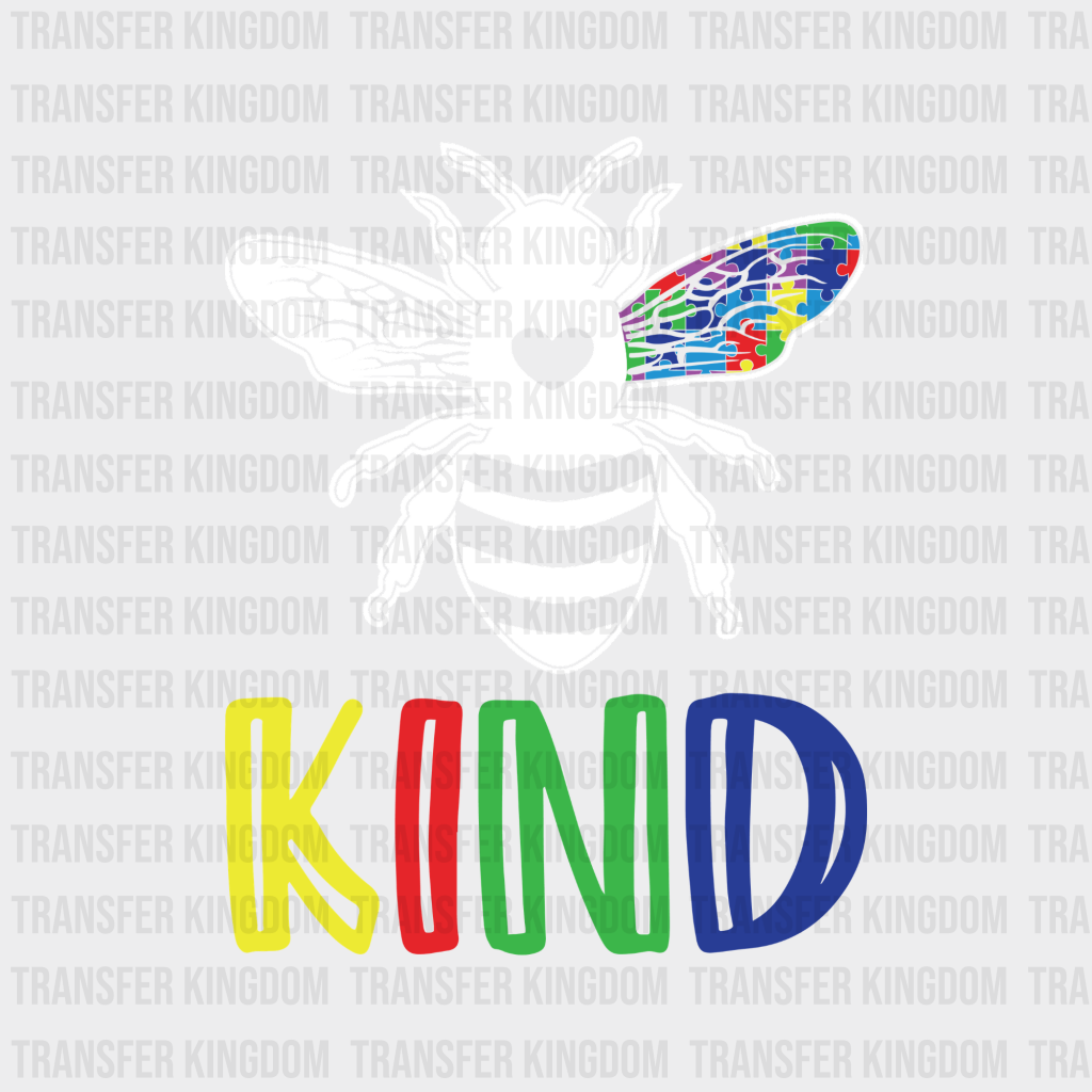 Bee Kind Autism Awareness Design - DTF heat transfer - Transfer Kingdom