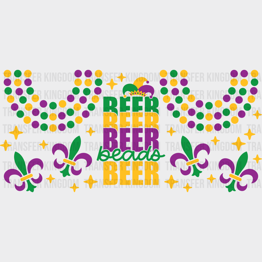 Beer Yellow Green Purple - Mardi Gras Cup Wrap Uv Sticker Permanent Dtf Decal