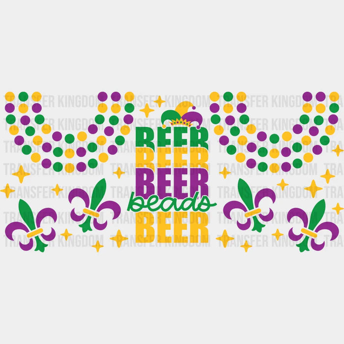Beer Yellow Green Purple - Mardi Gras Cup Wrap UV Sticker Permanent UV DTF Decal