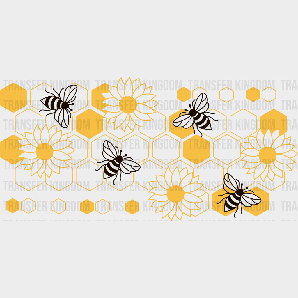 Bees And Flowers Uv Dtf Transfer Cup Wrap Sticker