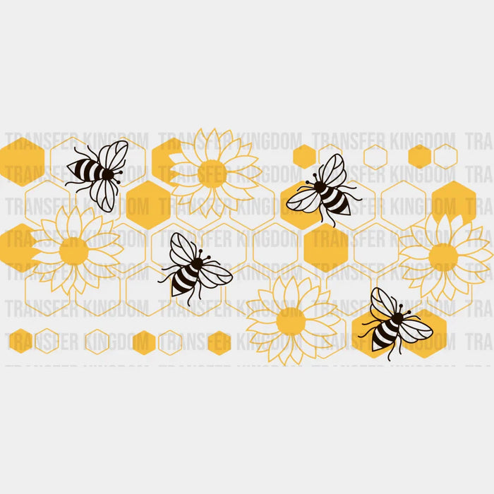 Bees And Flowers UV DTF Transfer Cup Wrap UV DTF Sticker