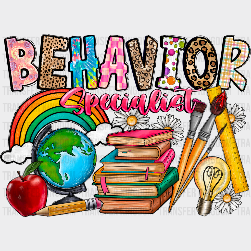 Behavior Specialist Design - Teacher Dtf Heat Transfer Unisex S & M (10’’) / Dark Color See Imaging