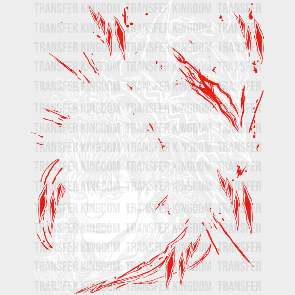 Berserk Guts White And Red - Anime DTF Transfer