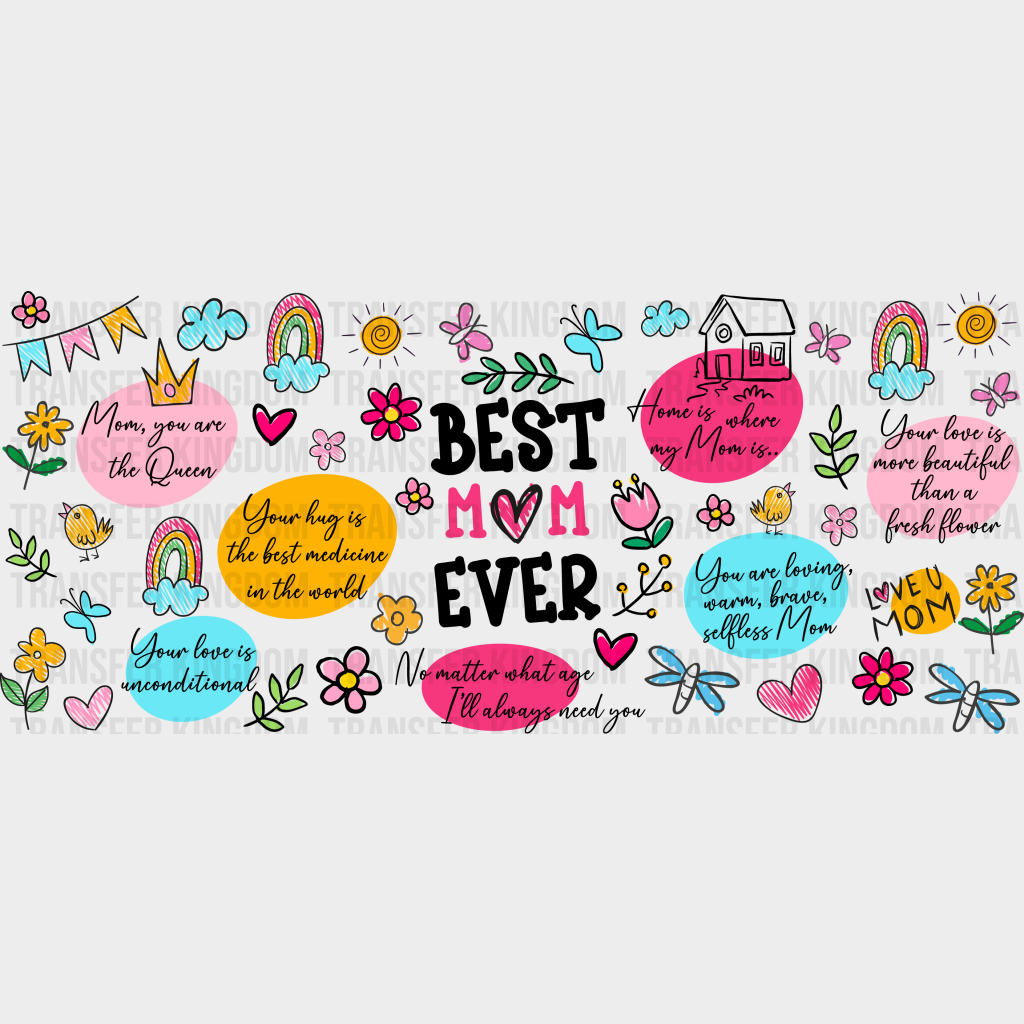 Best Mom Ever Colorful Design - Cup Wrap Uv Sticker Permanent Dtf Decal