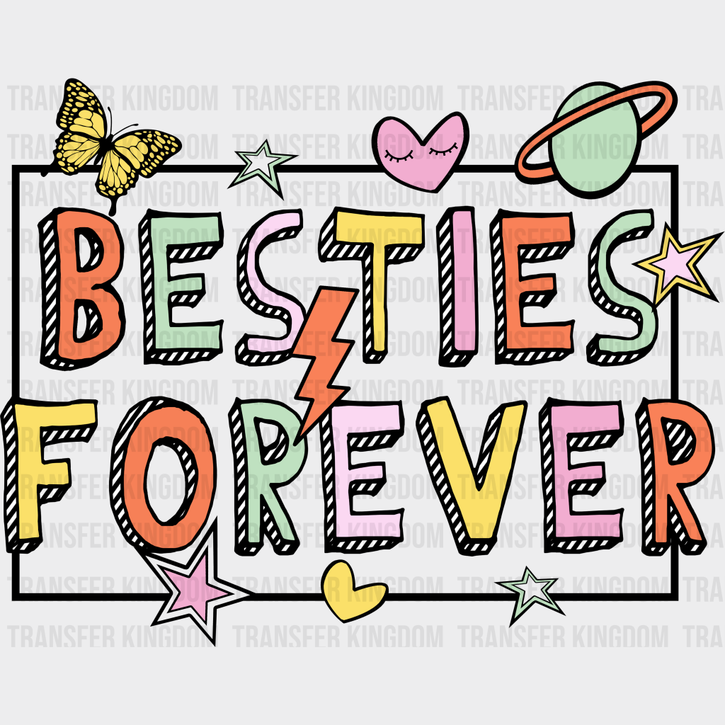 Besties Forever Cardboard Design - Best Friends Dtf Transfer Unisex S & M (10’’) / Dark Color