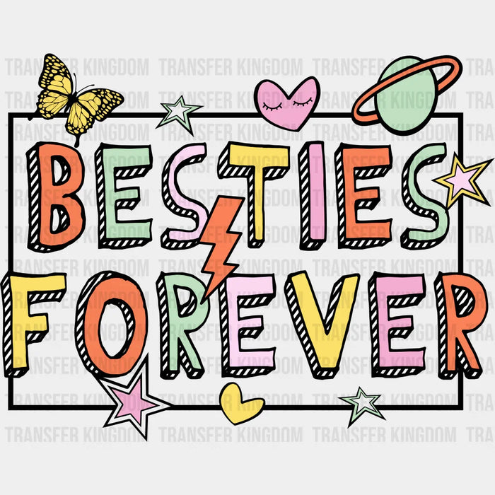Besties Forever Cardboard Design - Best Friends DTF Transfer