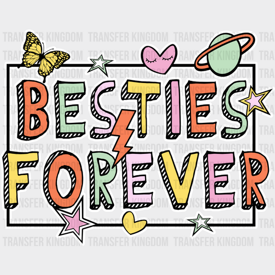 Besties Forever Cardboard Design - Best Friends Dtf Transfer Unisex S & M (10’’) / Light Color