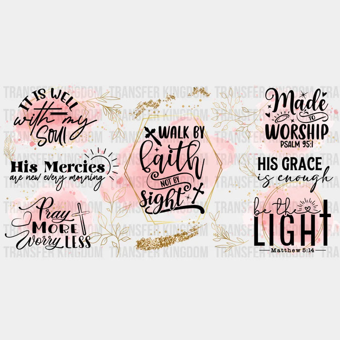 Bible Quotes Pink Design - Religion Cup Wrap UV Sticker Permanent UV DTF Decal