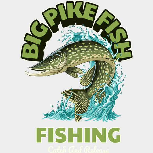 Big Pike Fish - Fishing DTF Transfers Adult Unisex - S & M (10’’) / Light Color Design (See Imaging)