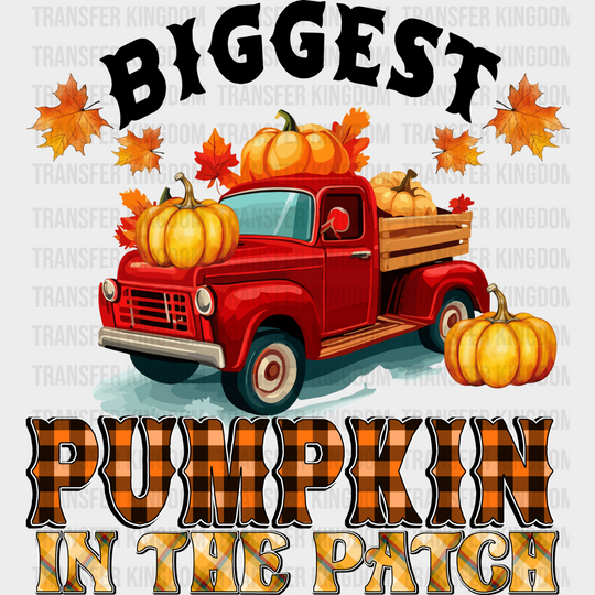 Biggest Pumpkin In The Patch - Fall Dtf Transfer Unisex S & M (10’’) / Dark Color Design See Imaging