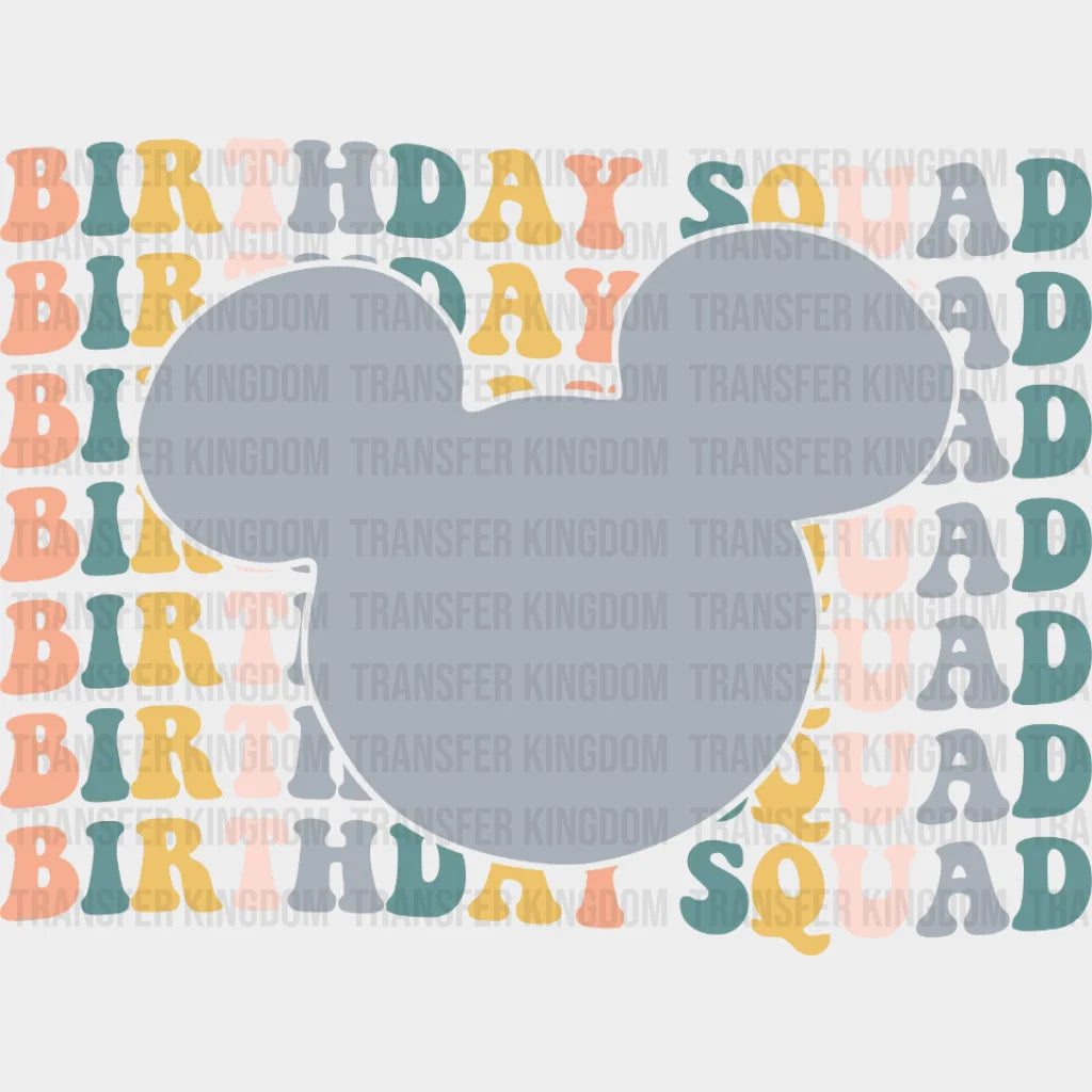 Birthday Squad Mickey Head Design - Dtf Heat Transfer