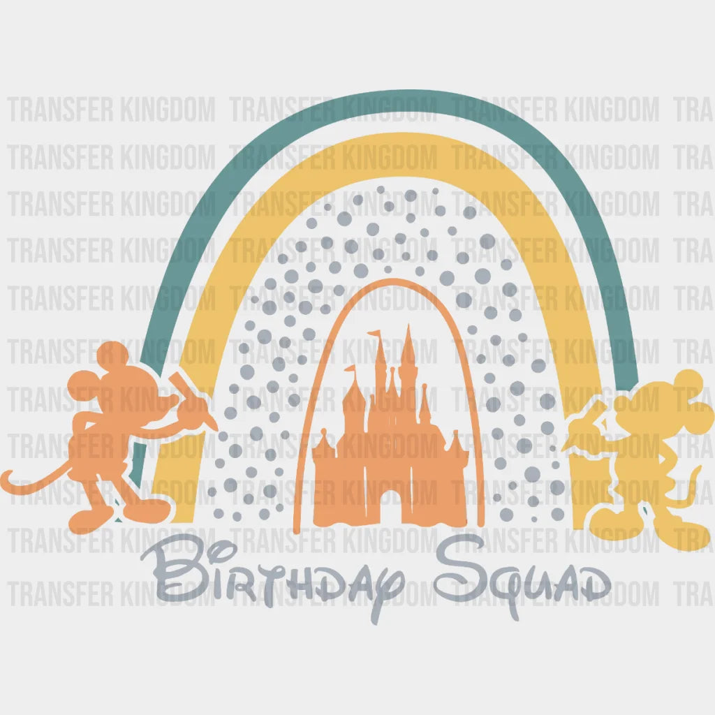 Birthday Squad Rainbow Castle Drawing Mickey Design - Dtf Heat Transfer