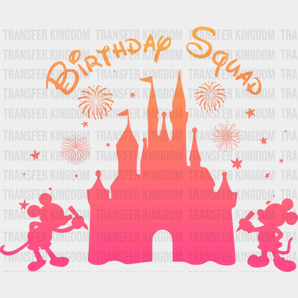 Birthday Squad Rainbow Castle Drawing Mickey Design - Dtf Heat Transfer