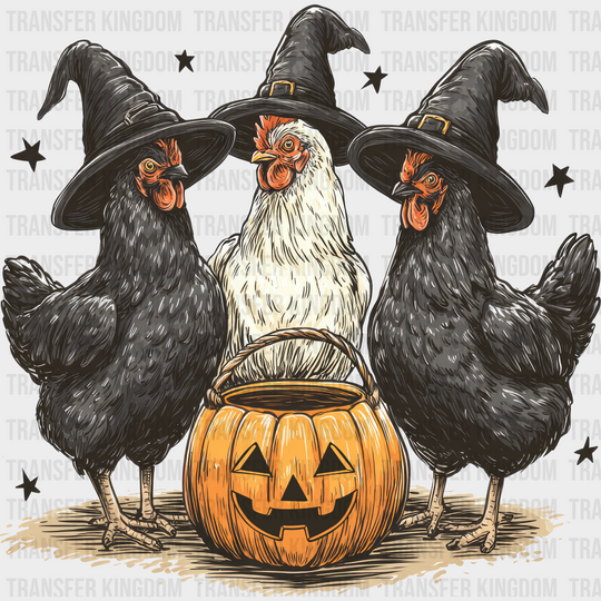 Black And White Roosters Halloween DTF Transfer Adult Unisex S & M (10’’) / Dark Color Design (See Imaging)