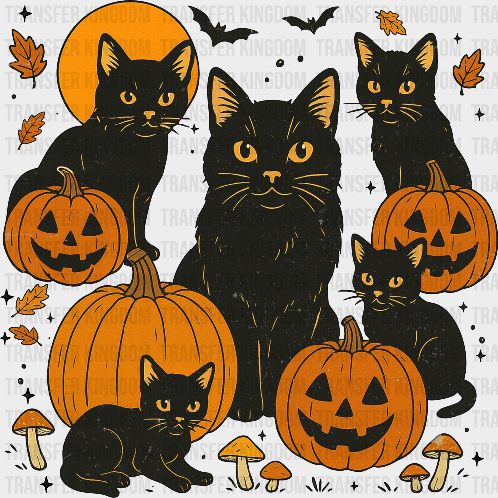 Black Cats & Pumpkins - Halloween DTF Transfer