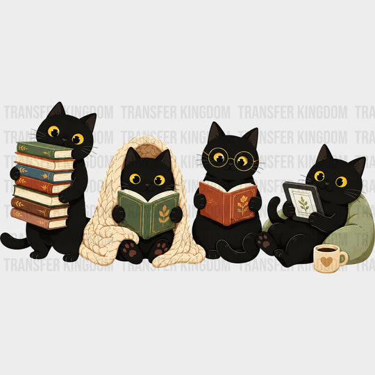 Black Cats Reading - Reading DTF Transfers - Adult Unisex - S & M (10’’) / Dark Color Design (See Imaging)