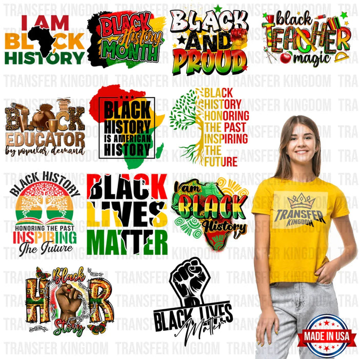 Black History Month - Premade Gang Sheet - 12 PCS 10 INCH (Version 4)