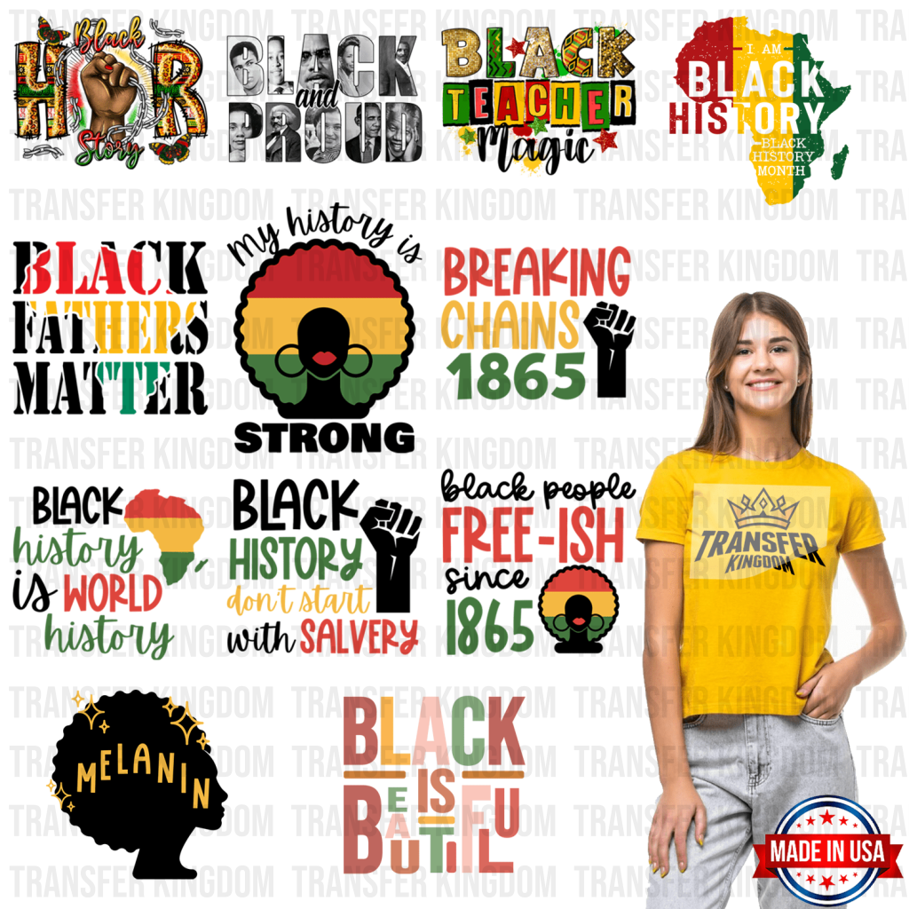 Black History Month-BLM Premade Gang sheet - 12 PCS 10 INCH - Transfer Kingdom