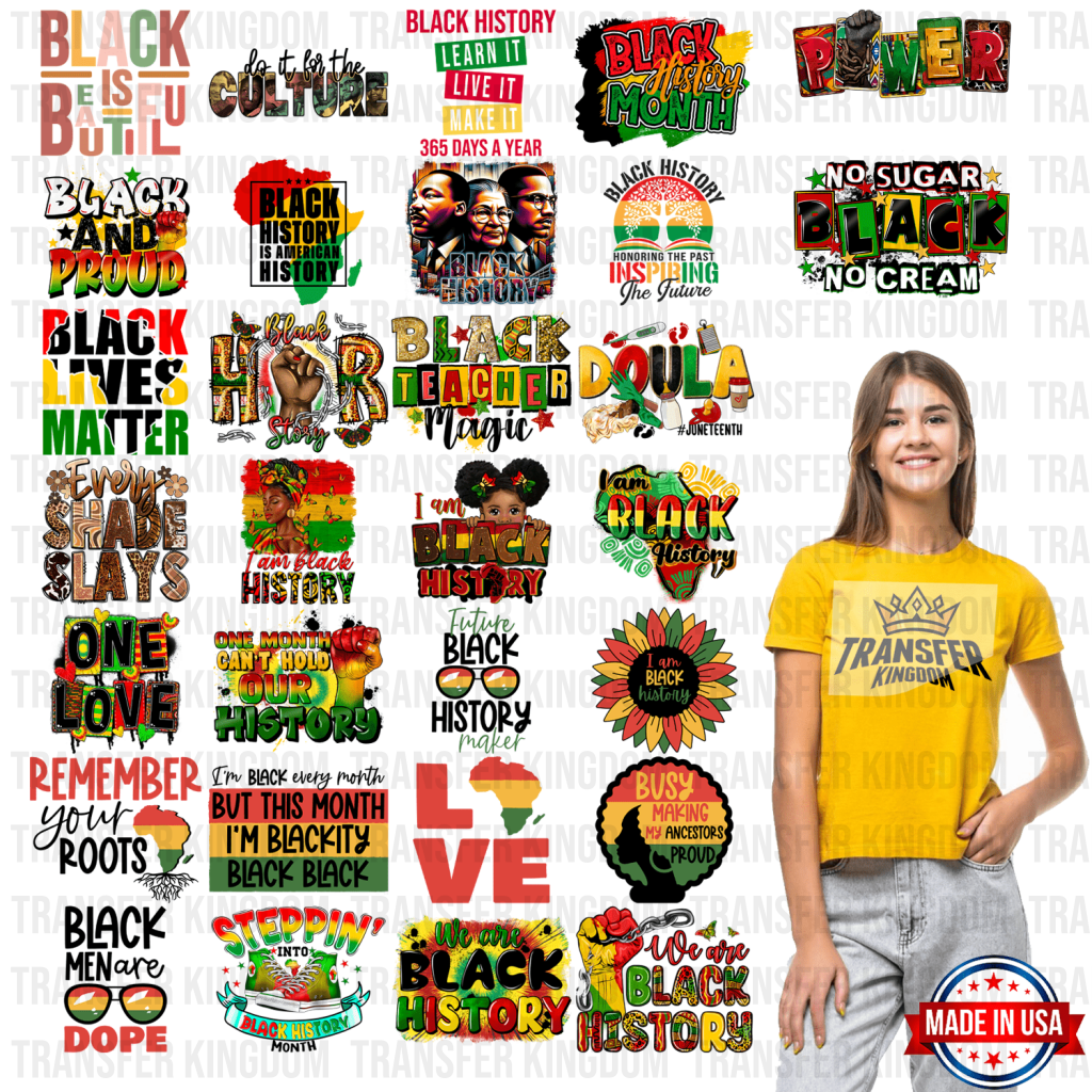 Black History Month-BLM Premade Gang sheet - 30 PCS 10 INCH - Transfer Kingdom