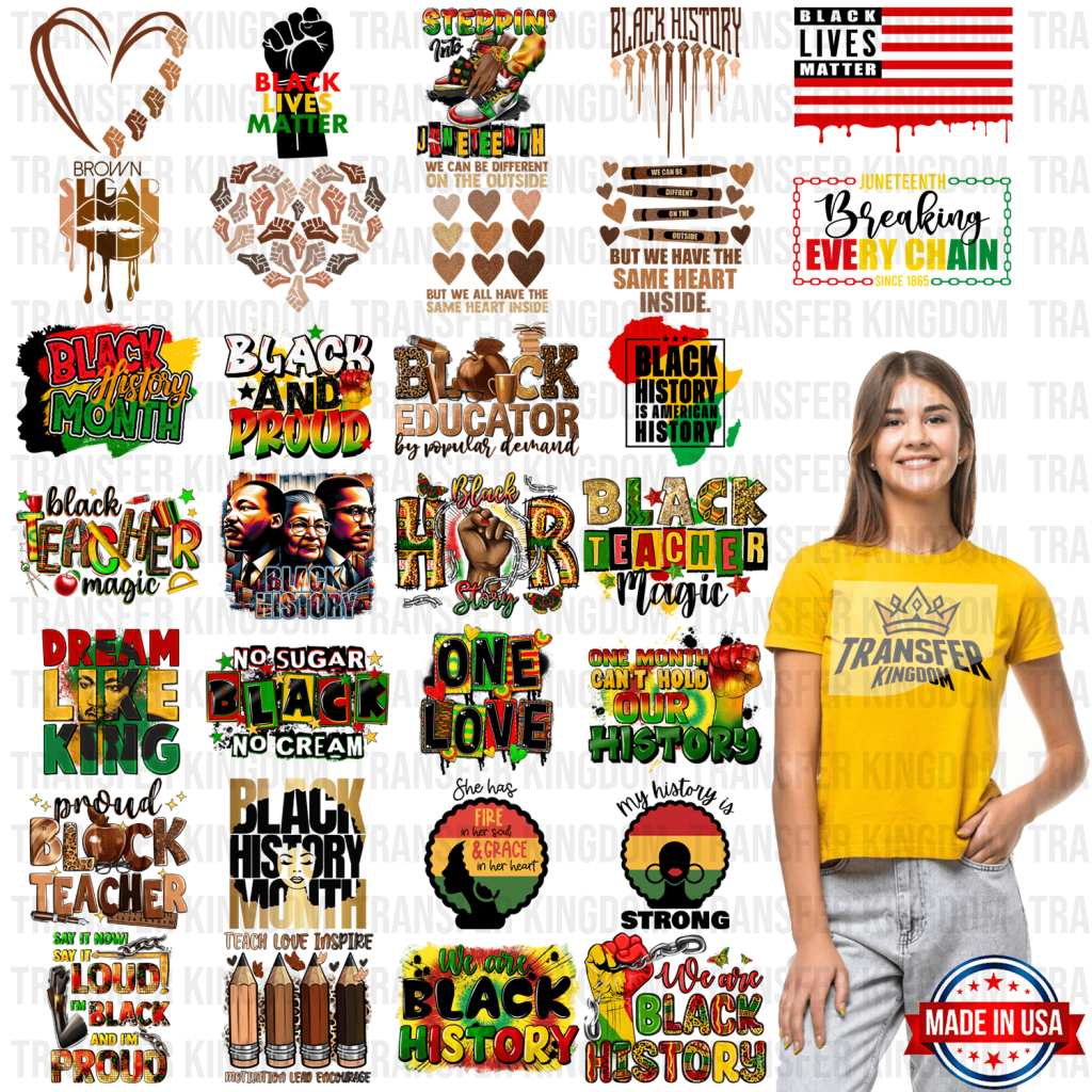 Black History Month-BLM Premade Gang sheet - 30 PCS 10 INCH - Transfer Kingdom