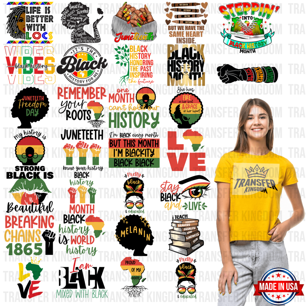 Black History Month-BLM Premade Gang sheet - 30 PCS 10 INCH - Transfer Kingdom