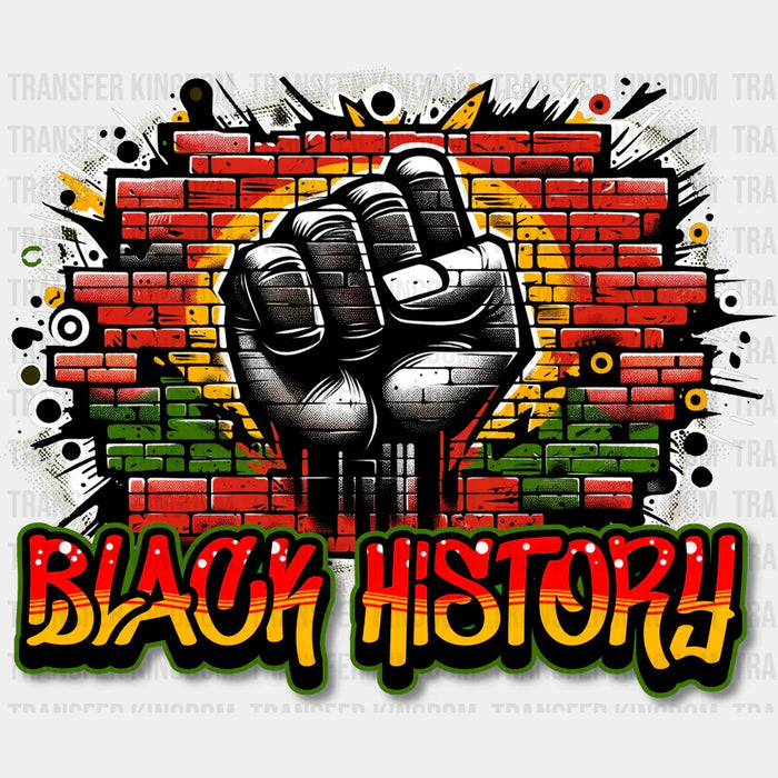 Black History Rising Fist Wall Design - Black History Month DTF heat transfer