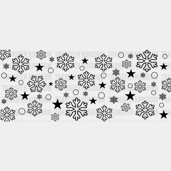 Black Snowflake Design - Christmas Cup Wrap UV Sticker Permanent UV DTF Decal
